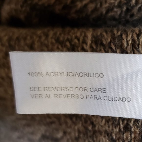 Carolyn Taylor Sweater Womens XL Acrylic Brown Cowl Neck Cable Knit Flare Hem - Picture 7 of 7